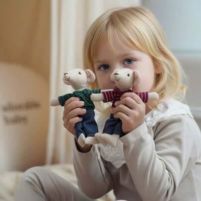 INS Nordic Home 2 piezas Muñecas de peluche mini de estilo nórdico, muñecas de ratón de ganchillo hechas a mano, muñecas de consuelo de ratón, figuras de ratón, juguetes de ratones para casas de muñecas, decoración de ratones delicados con ropa intercambiable, regalos y decoraciones ideales para Navidad, Año Nuevo, Pascua y otras festividades