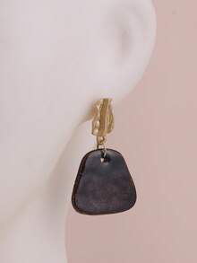 1 Pair Handmade Ceramic Retro Chinese Style Brown Trapezoid Earrings, Suitable For Vacation, Party And Daily Wear - Brown - View 6