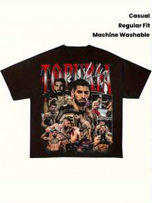 Men's Vintage El Matador MMA Graphic T-Shirt- Black Championship Belt And Dynamic Fighting Stance Design, Regular Fit Casual Tee, Machine Washable, Retro Style Short Sleeve Shirt, Motivational Sportswear - 黑色 - 查看 2