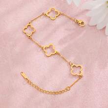 1 Piece Classic Stainless Steel Top Quality Four Leaf Flower Bracelet Simple Hollow Design Women's Lucky Clover Gift - Four Leaf Clover - View 2