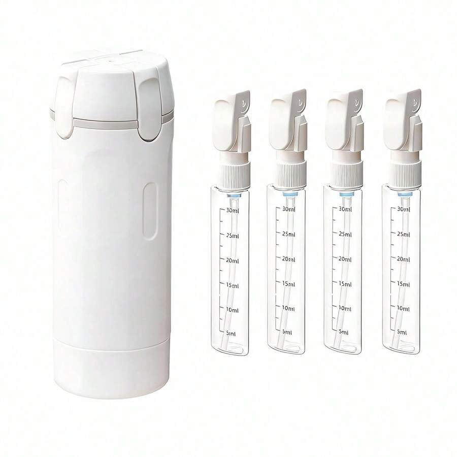 4-In-1 Travel Dispenser, Bathroom Dispenser, Portable Cosmetic And Shampoo Storage Bottle, 4-Pack Of 30ml Travel-Size Toiletries Bottles, Leak-Proof Travel Container , Suitable For Lotion, Conditioner, And Perfume Spray. - Trắng - Xem 1