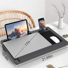 Portable Lap Laptop Desk - Sturdy Wrist Rest Mouse Pad Multi-Holder For 17" Laptop Tablet Phone - Black - View 2