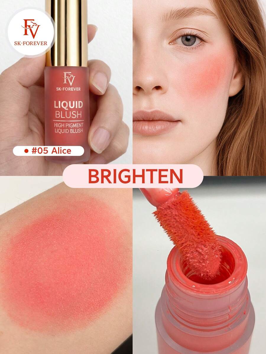 FV High-Pigment Liquid Blush, Long-Lasting & Buildable, Lightweight & Blendable Texture For Natural Dewy Makeup Look, Rare Brand Cosmetics, Ideal For Women & Girls, Perfect Winter Choice, Y2K Fashion, Great Birthday & Christmas Gift, Party Essential, Best Color - Alice - 查看 1