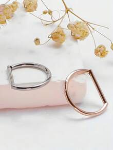 1pc Minimalist 316L Stainless Steel D-Shape Nose Ring Earring, Unisex Body Piercing Jewelry Clip Closure, Suitable For Daily Wear - Multicolor - View 6