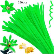 (Total 250pcs)100pcs Pipe Cleaners Craft Chenille Stems With 150pcs Flower Stamens For DIY Art Creative Crafts Party Decorations (12 Inch X 6mm), Art Projects, Handmade Decor, Decorative Stems, DIY Accessories - Multicolor - View 38