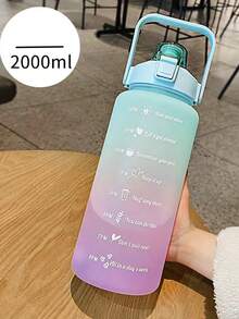 大容量运动水壶，健身耐热塑料杯，超大容量吸管水壶 - 綠紫 - 查看 8