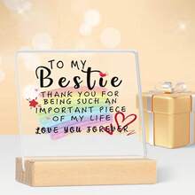 [2D Flat] A Square Acrylic Piece With A Wooden Base, A Heartfelt Acrylic Sign For A Friend'S Gift, The Perfect Christmas Present For Best Friends, A Unique Birthday Gift For A Best Friend, A Birthday Gift For A Female Friend, Decorative Plaque, Decorative Ornament. - A - View 5