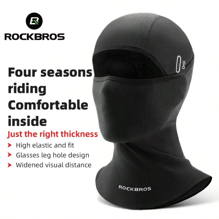 ROCKBROS 1pc All-Season Comfortable Hooded, High Elasticity, Form-Fitting, Wide-View Design - Black - View 1