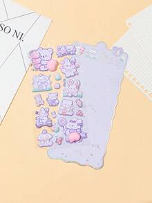 Conjunto de adesivos 3D de animais fofos de desenho animado (lançado em 2026), incluindo coelho, urso, panda e pônei arco-íris. Adesivos reutilizáveis e à prova d'água para decoração DIY e capas de celular. - Multicolorido - Ver 5