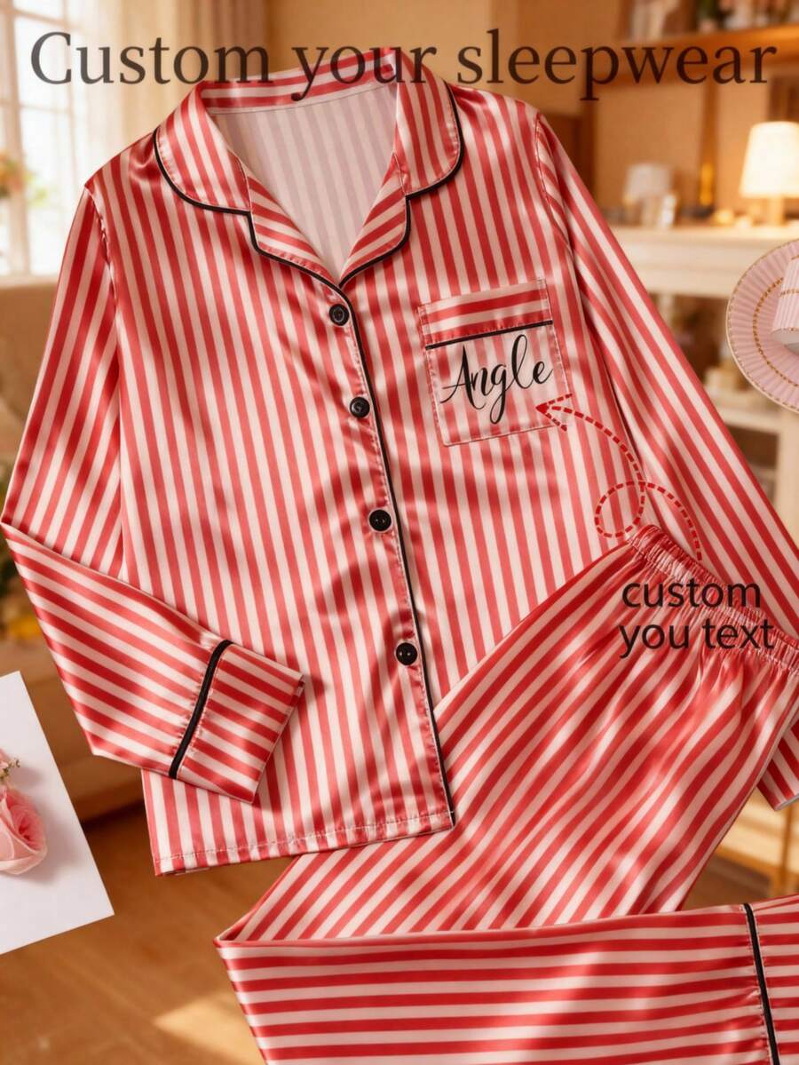 客製化文字女款和服浴袍，性感短款印花浴袍睡衣，聖誕節情人節禮物