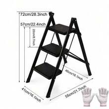3 Step Ladder Folding Heavy Duty Aluminium Outdoor Indoor Lightweight Step Stool - Black - View 1