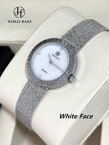 Pablo Raez Relógio de pulso feminino de luxo, cor verde, elegante e moderno, com pulseira de aço inoxidável resistente à água até 50 metros. Ideal para festas e ocasiões especiais. Um relógio elegante e casual com detalhes em diamante, perfeito para mulheres com estilo preppy e charmoso. - Tamanho Único - Ver 16