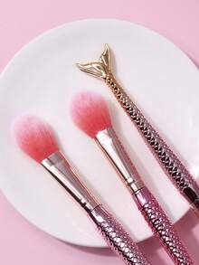 3pcs High-Quality Makeup Brush Set, Including Blush, Contour, And Highlighter Brushes, Soft Bristles, Durable - Pink - View 6