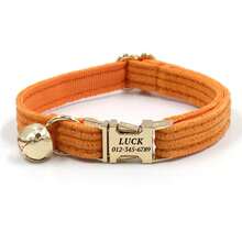 Collar personalizable para mascotas con campana - Nombre de mascota personalizado y número de teléfono Collar para gato y perro, accesorio para mascotas ajustable anti-pérdida - Collar para mascotas personalizado con nombre DIY - Collar de tela suave ajustable para gatos con campana, placa de identificación grabada adecuada para mascotas pequeñas y medianas - Collar personalizado para mascotas con campana linda - Collar para gato y perro con nombre y número de teléfono personalizado, accesorio para mascotas multicolor como regalo - Multicolor - Ver 6