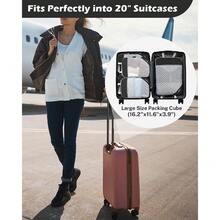 6 Cubitos de Embalaje de Compresión de Malla Extensible (Negro, Tamaño Grande:1L+2M+2S+Bolsa de Lavandería), Organizador de Equipaje para Viaje y Mudanza - 6 piezas grises de tamaño más grande - Ver 8