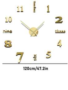 1pc Gold Creative DIY Wall Clock, Fashionable Hanging Style, Minimalist Home Decor Clock, Equipped With Quiet Quartz Movement, No Drilling Required, Suitable For Bedroom, Home Decor, Room Decor, Wall Clock, Dorm Decor, Back To School Season - Gold - View 9