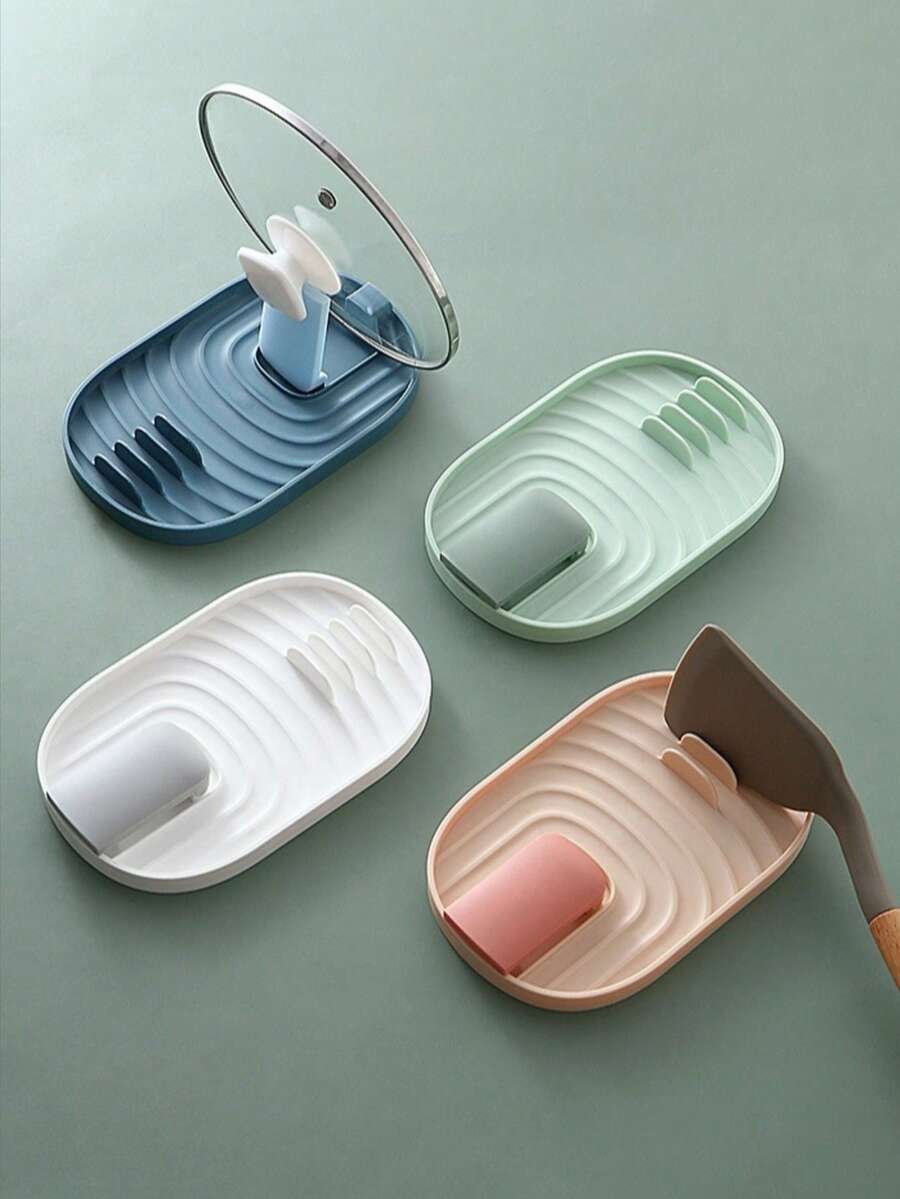 1pc Nordic Style Pot Lid Storage Rack, Kitchen Countertop Pot Lid Holder, Utensil Rack, Multi-Functional Drain Rack And Tray, Kitchen Utensil Rack, Stove Spoon Rack, Can Hold Spoons, Spatulas, Chopsticks And Tongs Kitchen Storage Rack, Keep Countertop Dry, Prevent Water Dripping On Tabletop, Kitchen Storage, Multi-Functional Kitchen Supplies, Kitchen Supplies, Kitchen Spoon Rack, Kitchen Decoration And Accessories, Kitchen Essentials