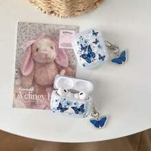 Ins Fresh Blue Flower & Butterfly Design Pro 2/3/4 Bluetooth Earphone Protective Case - Blue Butterfly Picture Frame - View 1