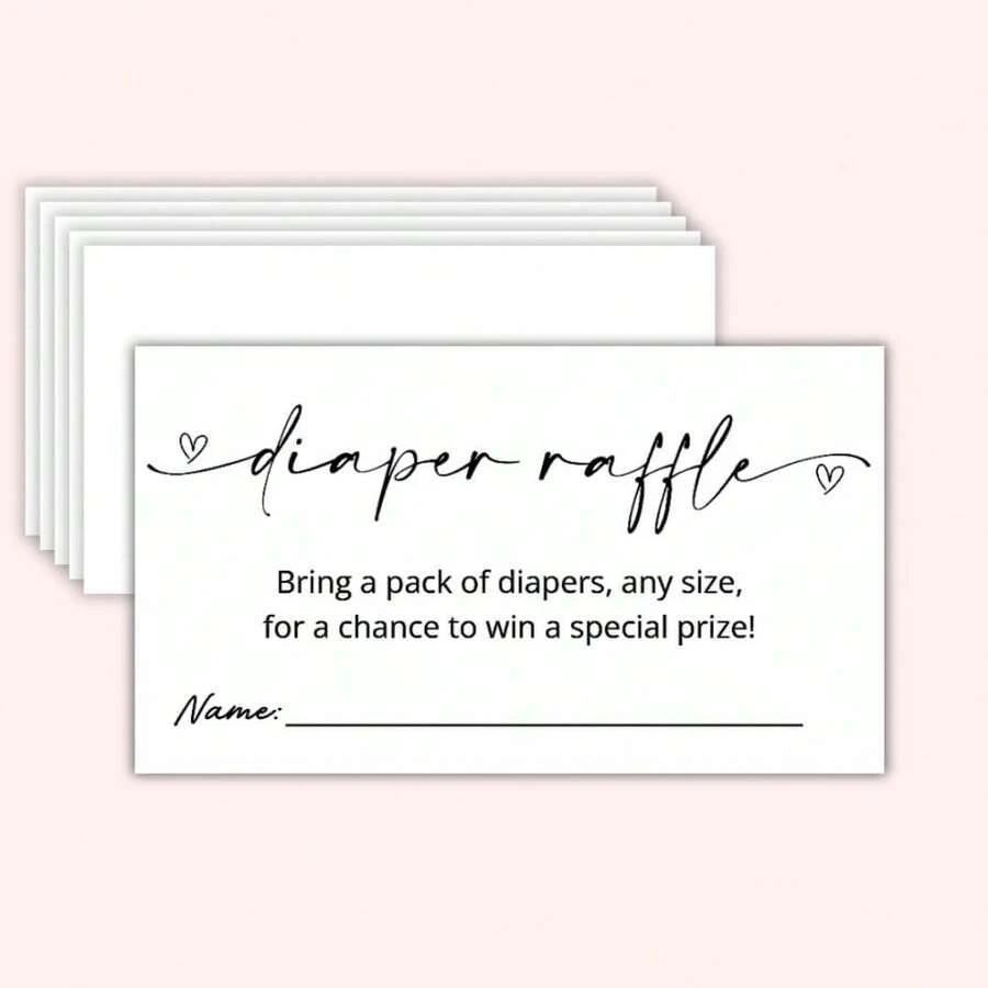 GardenCity Baby Shower Diaper Raffle Ticket, White Diaper Raffle Card, Fun Baby Shower Game For Boys And Girls, Neutral Style, Minimalist Design - A - View 1