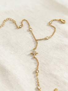 新款金色开斋节星形指环手链，女士夏季百搭高端水钻一体式手链，带戒指首饰 - 金色 - 查看 3