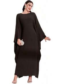 Women's Modest Hidden Adjustable Belt Oversized Abaya Muslim Dress Prayer Robes Kaftans - Coffee - View 7