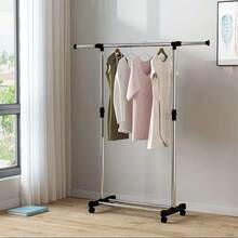 Percha de ropa, perchas para secar, dormitorio con balcón móvil, percha sencilla para guardar ropa en alojamiento estudiantil, percha vertical - A - Ver 4