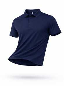 Men's Polo Shirt In Comfortable Cool Silk - 藏蓝色 - 查看 4