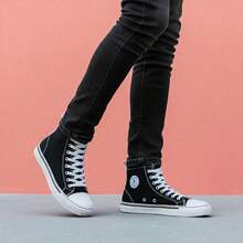 Women's High-Top Sneakers, Casual Star Shoes, Comfortable And Lightweight - 黑色 - 查看 8