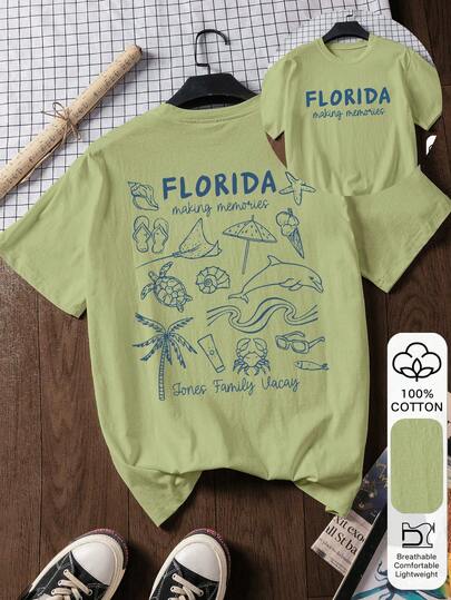 100% Cotton Women's Short Sleeve T-Shirt, Summer Ocean Life & Letter Print, Casual Summer Tee, Cotton T-Shirt, Oriental Aesthetic Streetwear Style, Graphic Tee - 100% Premium Cotton Short Sleeve T-Shirt, Abstract Easter Print, 2026 Back To School, Campus Style Inspiration, Back To School Essential, First Day Of School, 2026 Back To School Look