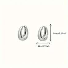 1 Pair Of Stylish Geometric Hhoop Earrings Jewelry For Women's Daily Wear - Silver - View 3