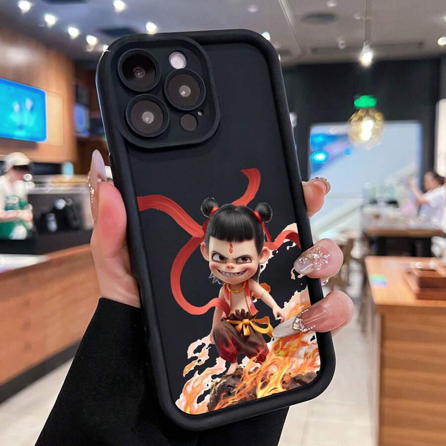 Nezha: Cabello negro, detalles rojos, fuego. Esta elegante funda es compatible con Samsung, Apple, VIVO, OPPO, , Transsion, , y Honor. Fabricada en silicona TPU, ofrece protección contra golpes y caídas, además de una sensación superior. Es un regalo ideal para familiares, amigos y seres queridos, y la opción perfecta para San Valentín y Año Nuevo. - Negro - Ver 1