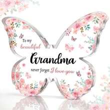Gifts For Grandma, 5x3.8x0.5 Inch Butterfly-Shaped Acrylic Plaque Decor, Mothers Day Grandparent Day Birthday Christmas Gift For Grandma - / - 查看 1