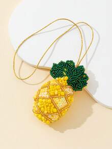 1pc 3D Padded Fruit Shaped Beaded & Sequin Handmade Bag Charm/Pendant - Yellow - View 6