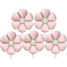 5pcs 18-Inch Pink Daisy Flower Foil Balloons, Decoration For Birthday Party, Festival, Anniversary - Multicolor - View 14