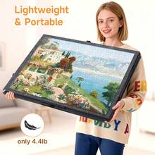 EZIFY Extra Large Portable 6-Drawer Jigsaw Table - Puzzle Mat Included For 1000-Piece Puzzles, Storage Drawers Design - Xám - Xem 7