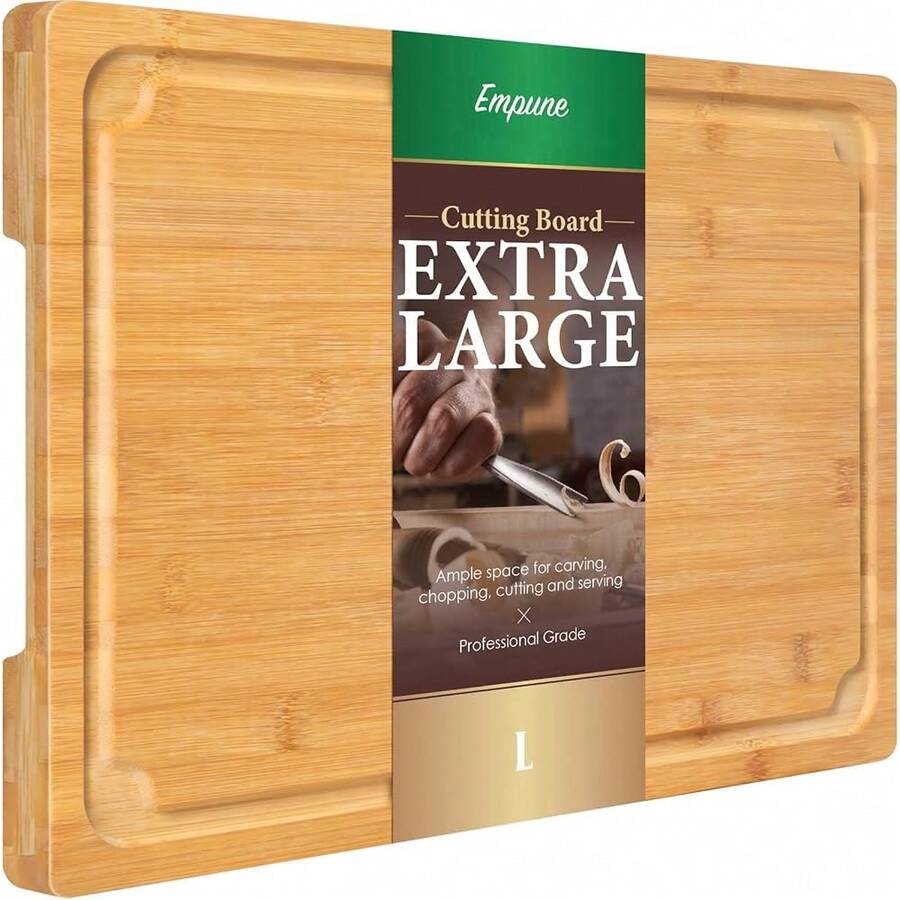 Extra Large Cutting Board, 16\ Bamboo Cutting Boards For Kitchen With Juice Groove And Handles Kitchen Chopping Board For Meat Cheese Board Heavy Duty Serving Tray, L, - 16inchLx10inchW - View 1
