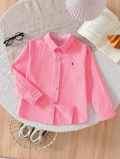 Tween BoyCollared Long Sleeve Thin Shirt, Collegiate Style, Autumn