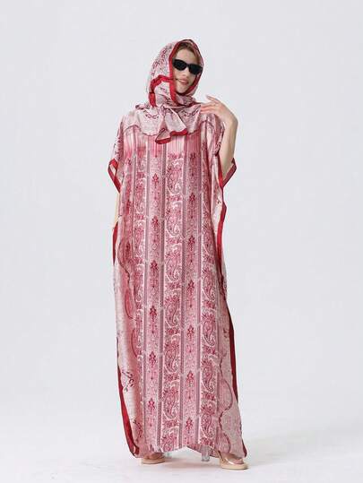 1pc Women's Floral Print Pattern Long Robe Shawl