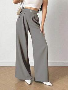SV Tailored Wide Leg Pants - Màu Xám nhạt - Xem 2