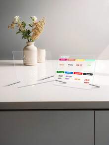 1 pieza Pizarra de planificador semanal y mensual de escritorio colorida (6 marcadores de pizarra blanca), calendario de pizarra seca de escritorio para notas y escritura - Planificador de escritorio - Ver 3