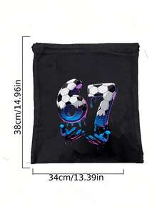 67 Letters Six Seven Print Women's Backpack - With 67 Number Design ,Neon Green And Turquoise Football Pattern With Drip Design, Suitable For Casual Of Fans And Players Backpack With Drawstring,Casual Foldable Shoulder Bag With Fixed Straps And Closure,Drawstring Gym Bags - Multicolor - View 9