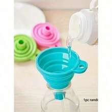 1pc Practical Silicone Folding Funnel, Portable Small Funnel, Large-Diameter Wine Funnel, Multi-Purpose Kitchen Large-Diameter Oil Funnel. The Color Is Randomly Sent. Anti Splash Kitchen Accessories, Easy To Store, Convenient For Kitchen Organization. - Random Color - View 4