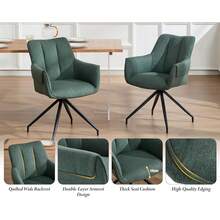 Chairus Set Of 2 360° Swivel Linen Chairs For Kitchen Or Office - Green - View 5