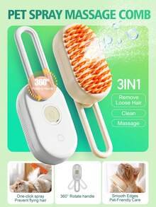 4-In-1 Pet Cat Dog Steam Brush For Massage, Cleaning, Shedding And Combing, Effective Fur Removal, One-Key Grooming, Anti-Static, USB Rechargeable, Pet Grooming Massage Comb, Water Spray Pet Massage Brush - Multicolor - View 13