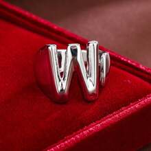 1pc Minimalist Plain Letter Design Adjustable Open Ring For Women - Multicolor - View 45