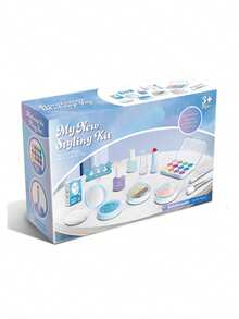 10/12件套儿童化妆玩具套装，蓝色梳妆台玩具套装，公主换装角色扮演玩具 - 彩色 - 查看 3