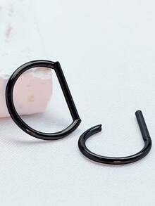 1pc Minimalist 316L Stainless Steel D-Shape Nose Ring Earring, Unisex Body Piercing Jewelry Clip Closure, Suitable For Daily Wear - Multicolor - View 9