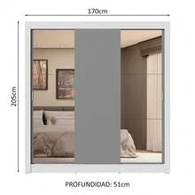 Ropero Closet Madesa 3 Puertas 2 Espejos Color Blanco y Gris 02 - Blanco y Gris - Ver 3