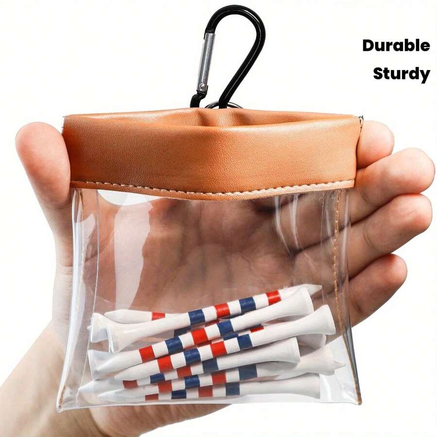 1pc Transparent PVC Golf Spike Bag With Automatic Buckle Design And Hanging Hook, Portable Spike Storage Bag - Multicolor - View 1
