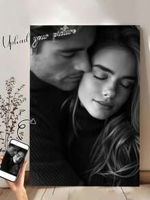 1 Stück personalisierte Leinwandkunst Poster, individualisierte Leinwand Wandkunst, Paar Leinwand Wandmalerei, Ehepartner individuelle Foto Bedruckung, Hochzeitsfoto Leinwand Druck, geeignet für Badezimmer, Schlafzimmer, Büro, Wohnzimmer, Wanddekoration, Heimgeschenk, Geburtstags- und Abschlussgeschenk, zum Schaffen einer gemütlichen Atmosphäre, Herbst Heim-Erneuerung, nordische gemütliche Heimat, warme Atmosphäre, Heim-Harmonie - Verschiedenfarbig - Übersicht 3